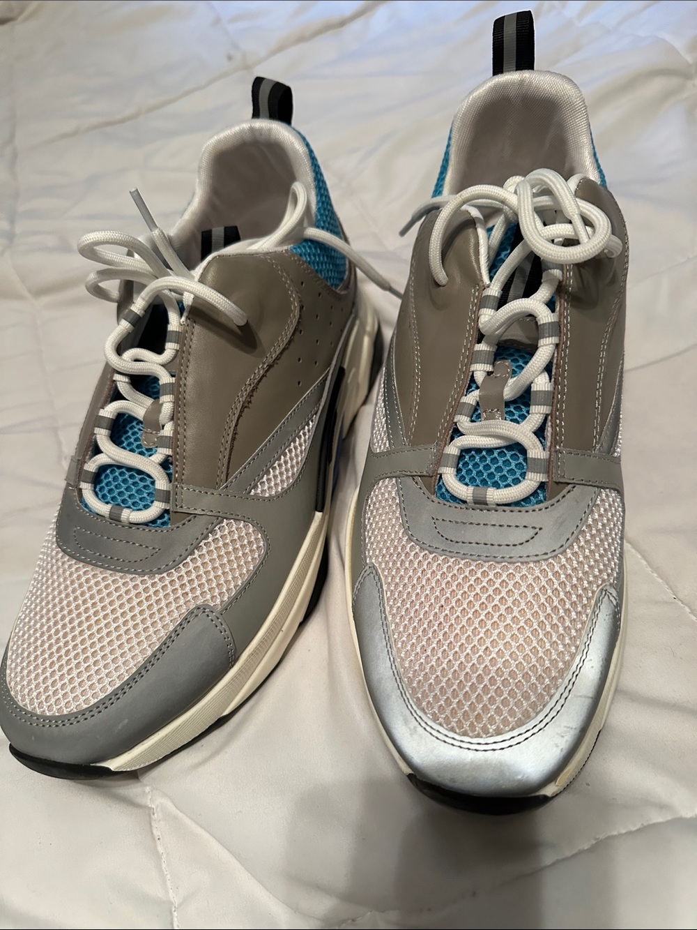 Dior Men's Gray White Blue Athletic Sneakers - Picture 3 of 5
